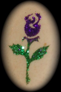 water proof, glitter tattoo - purple rosebud