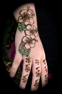 Henna flowers with bling