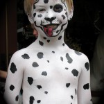 boy painted as a dalmatian puppy, got photo on fire truck, Musikfest 2009